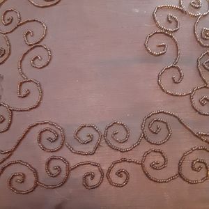 Brown beaded pillow 12 by 12 in